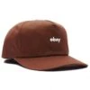 Obey Clothing Brown Lowercase Logo 5-Panel Curved Bill Snapback Hat -Fatbuddha Store lowercase 5 panel snapback hat brown p35533 120729 medium