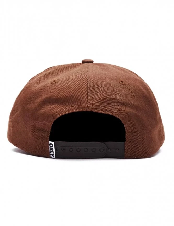 Obey Clothing Brown Lowercase Logo 5-Panel Curved Bill Snapback Hat 4 Obey Clothing Brown Lowercase Logo 5-Panel Curved Bill Snapback Hat - Image 2