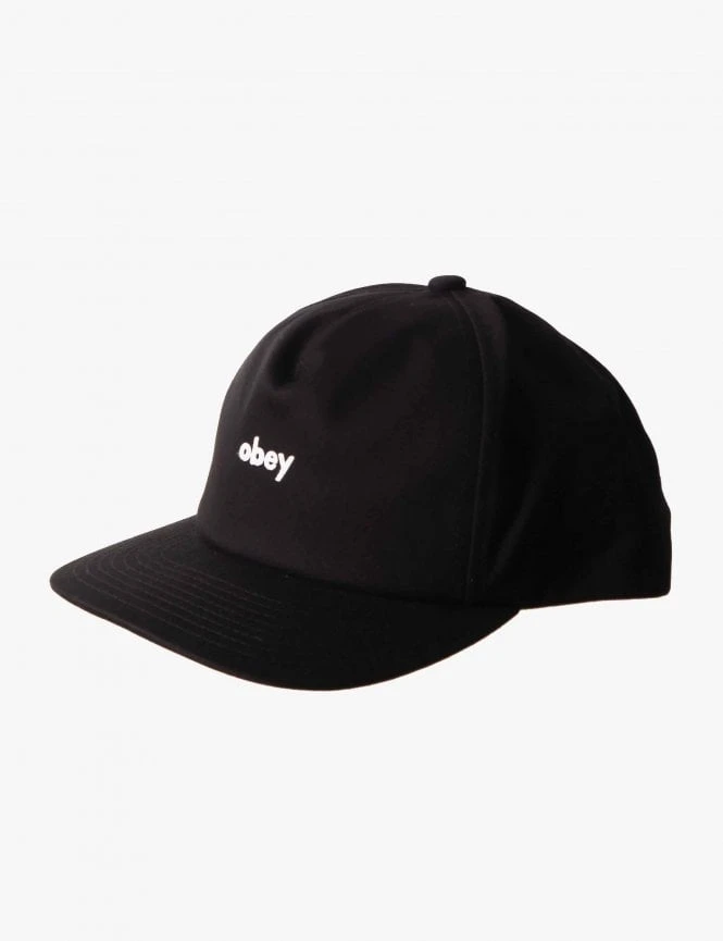 Obey Clothing Black with White Logo – Lowercase Wordmark Snapback Flat Bill Hat 3 Obey Clothing Black with White Logo – Lowercase Wordmark Snapback Flat Bill Hat