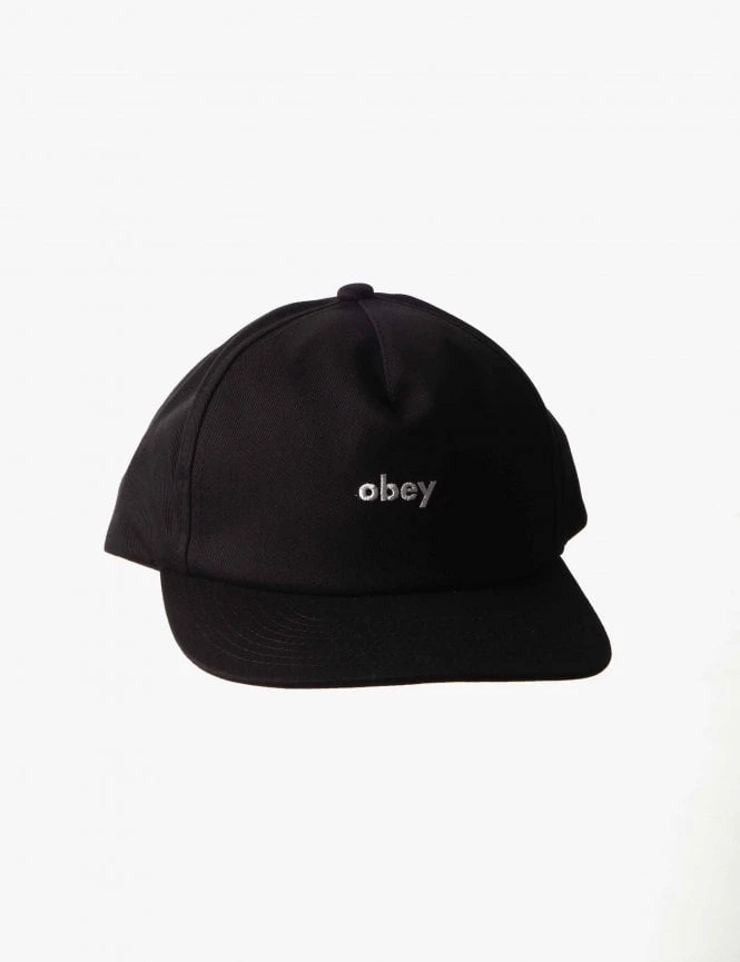 Obey Clothing Black with White Logo – Lowercase Wordmark Snapback Flat Bill Hat 5 Obey Clothing Black with White Logo – Lowercase Wordmark Snapback Flat Bill Hat - Image 3