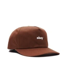 Obey Clothing Brown with White Lowercase Logo - Flat Bill Structured Snapback Hat