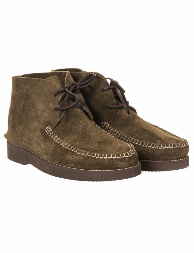 Lucas Vibram Suede Lace Up Boots - Olive 3 Lucas Vibram Suede Lace Up Boots - Olive