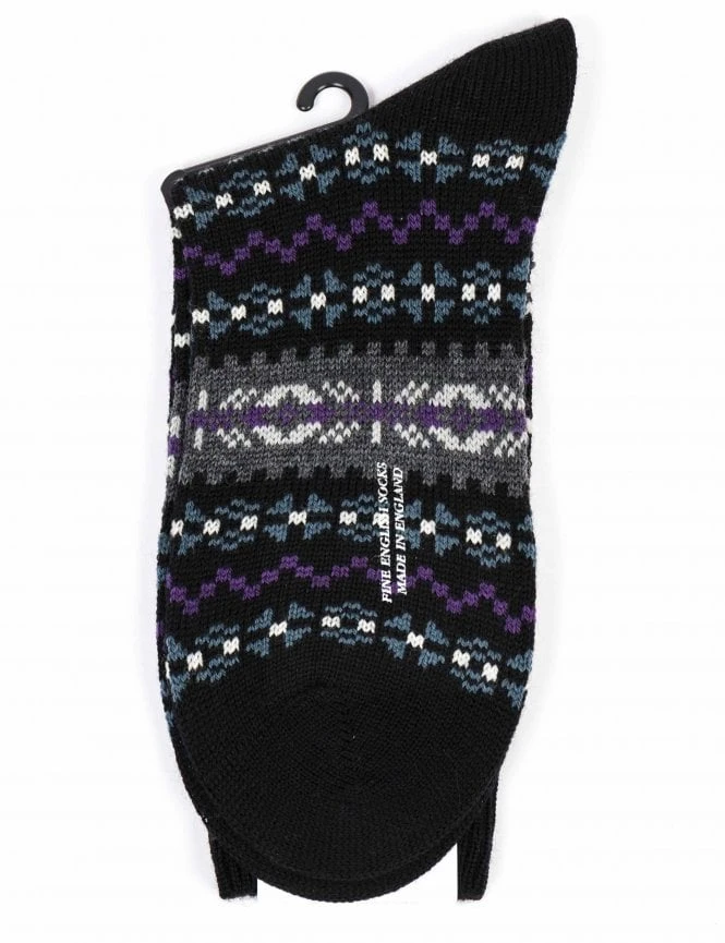 Pantherella Mead Socks - Black Merino Wool Blend Premium Ribbed Socks 4 Pantherella Mead Socks - Black Merino Wool Blend Premium Ribbed Socks - Image 2