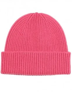 Colorful Standard Bubblegum Pink Merino Wool - Extra Fine Ribbed Knit Beanie Hat