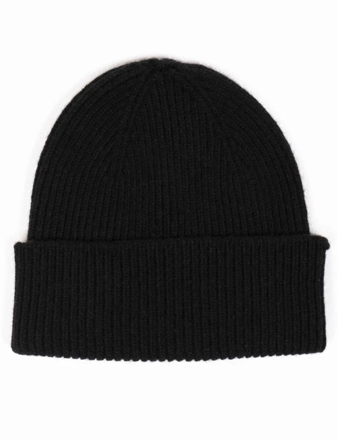 Colorful Standard Deep Black - Italian Merino Wool Ribbed Cuffed Beanie 4 Colorful Standard Deep Black - Italian Merino Wool Ribbed Cuffed Beanie - Image 2