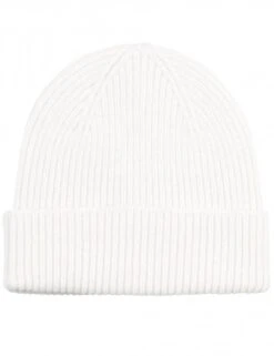 Colorful Standard Optical White Recycled Merino Wool Beanie – Classic Ribbed Knit Cuffed Hat