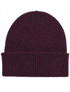 Colorful Standard Oxblood Red Minimalist Extra Fine Merino Wool Cuffed Beanie Hat