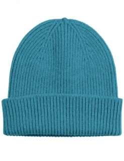 Colorful Standard Teal Blue Recycled Merino Wool – Ribbed Cuffed Beanie Hat