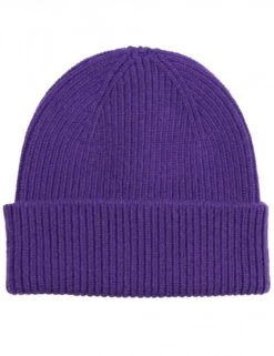 Colorful Standard Ultra Violet Purple - Recycled Merino Wool Ribbed Cuffed Beanie Hat