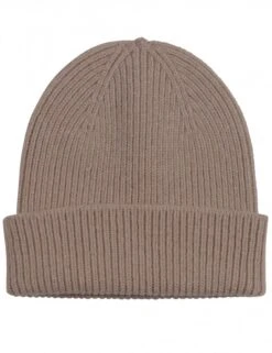 Colorful Standard Warm Taupe Italian Merino Wool – Classic Ribbed Knit Beanie Hat
