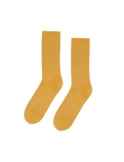 Colorful Standard Burned Yellow Merino Wool Blend - Premium Breathable Crew Socks