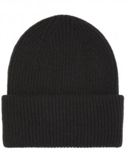 Colorful Standard Deep Black - Italian Merino Wool Chunky Double Fold Beanie Hat
