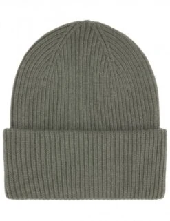 Colorful Standard Merino Wool Chunky Beanie Hat - Dusty Olive Green Double Fold