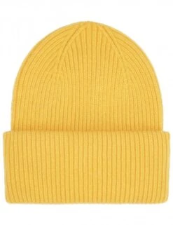Colorful Standard Lemon Yellow Recycled Merino Wool – Chunky Ribbed Cuffed Beanie