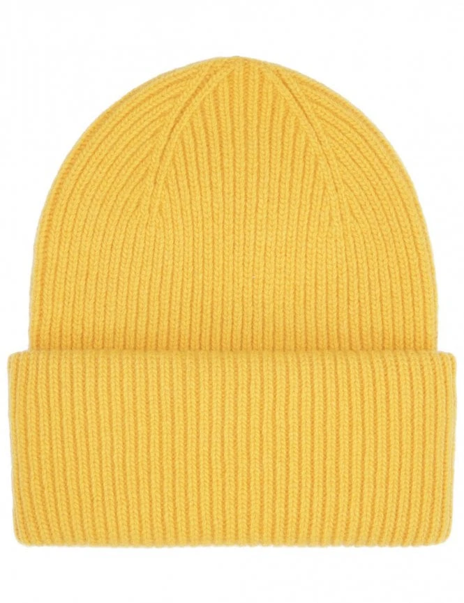 Colorful Standard Lemon Yellow Recycled Merino Wool – Chunky Ribbed Cuffed Beanie 3 Colorful Standard Lemon Yellow Recycled Merino Wool – Chunky Ribbed Cuffed Beanie