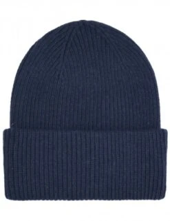 Colorful Standard Navy Blue Merino Wool Chunky Beanie - Double Fold Knit Hat