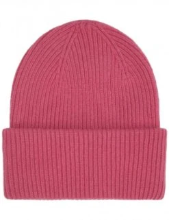 Colorful Standard Raspberry Pink Merino Wool Chunky Beanie - Double Fold Knit Hat