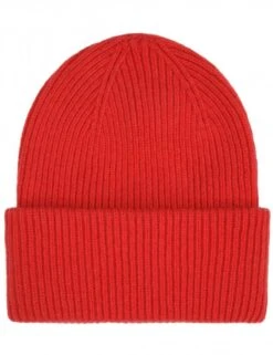 Colorful Standard Scarlet Red Merino Wool Chunky Beanie Hat - Premium Italian Knit