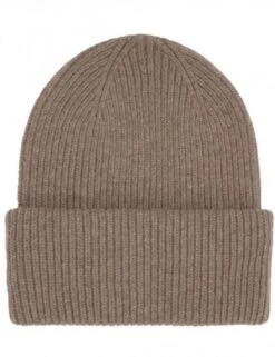 Colorful Standard Warm Taupe Merino Wool Chunky Beanie - Double Fold Italian Knit Hat