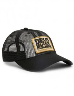Deus Ex Machina Miller Trucker Hat in Black – Classic Logo Patch Mesh Back Cap
