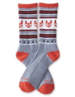 KAVU Moonwalk Sock Foxy – Jacquard Knit Mid-Crew Performance Socks