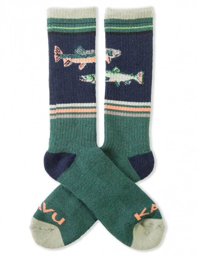 KAVU Moonwalk Sock Go Fish – Mid-Crew Jacquard Pattern Outdoor Socks 3 KAVU Moonwalk Sock Go Fish – Mid-Crew Jacquard Pattern Outdoor Socks