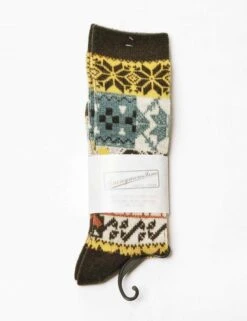 Anonymous Ism Moss Multi-Pattern Jacquard Premium Cotton Crew Socks