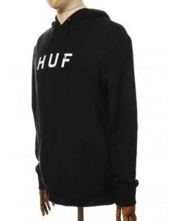 HUF OG Logo Hooded Sweat - Black -Fatbuddha Store og logo hooded sweat black p29321 100671 medium