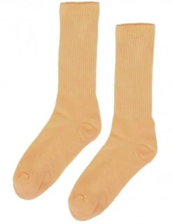 Colorful Standard Sandstone Orange Organic Active Socks – Striped Ribbed Crew