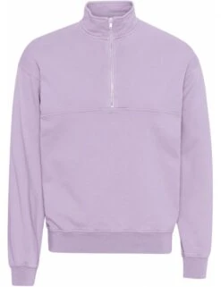Colorful Standard Organic Cotton Quarter Zip Sweat - Soft Lavender