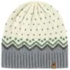 Fjallraven Ovik Knit Beanie - Chalk White Patterned Traceable Wool Winter Hat