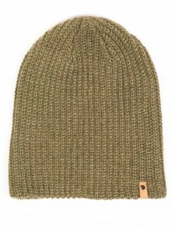 Fjallraven Ovik Melange Beanie Hat - Laurel Green Heathered Knit Cuffed Toque