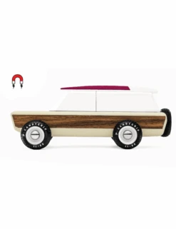 Candylab Pioneer Yucatan Brown - Retro Wooden SUV Toy with Magnetic Canoe