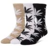 HUF Plantlife Socks (3 Pack) – Navy, Black & Charcoal Multi-Colorway Signature Crew Socks