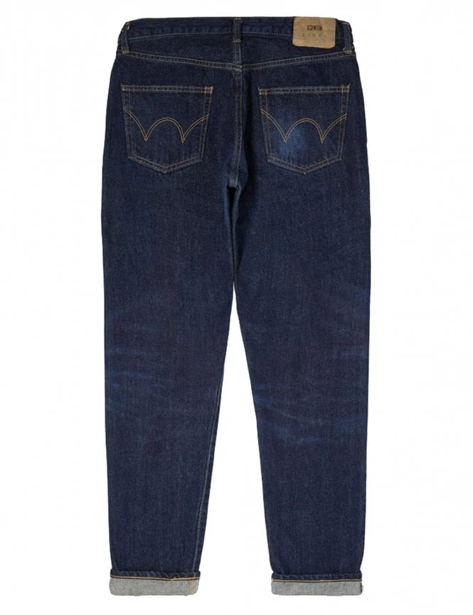Regular Tapered Red Selvedge Jeans - Blue Dark Used Wash 4 Regular Tapered Red Selvedge Jeans - Blue Dark Used Wash - Image 2