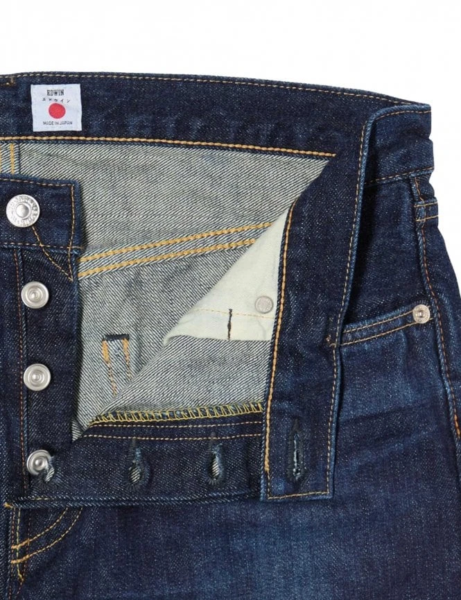 Regular Tapered Red Selvedge Jeans - Blue Dark Used Wash 5 Regular Tapered Red Selvedge Jeans - Blue Dark Used Wash - Image 3