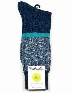 Pantherella Rydal Recycled 10x2 Rib Socks - Ionian Mix Blue Eco Luxe Cotton