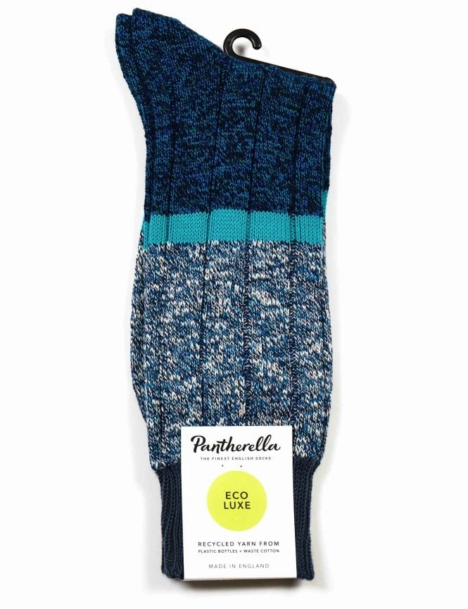 Pantherella Rydal Recycled 10x2 Rib Socks - Ionian Mix Blue Eco Luxe Cotton 3 Pantherella Rydal Recycled 10x2 Rib Socks - Ionian Mix Blue Eco Luxe Cotton