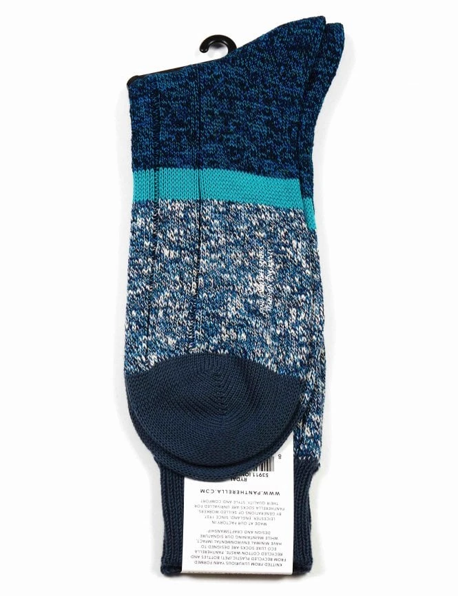 Pantherella Rydal Recycled 10x2 Rib Socks - Ionian Mix Blue Eco Luxe Cotton 4 Pantherella Rydal Recycled 10x2 Rib Socks - Ionian Mix Blue Eco Luxe Cotton - Image 2