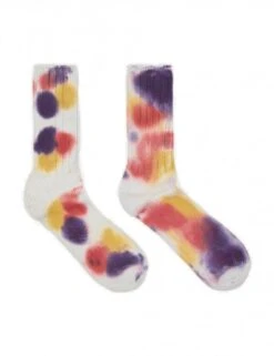 Anonymous Ism Scatter Dye Crew Socks - Violet Purple Tie-Dye Ribbed Cotton