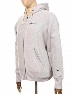 Champion Reverse Weave Script Logo Zip Hooded Sweat - LOXGM Light Grey -Fatbuddha Store script logo zip hooded sweat loxgm light grey p25296 88909 medium