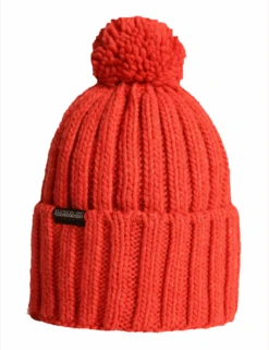 Napapijri Semiury 4 Pom Beanie Hat - Bright Red Ribbed Knit -Fatbuddha Store semiury pom beanie hat red p33968 113716 medium