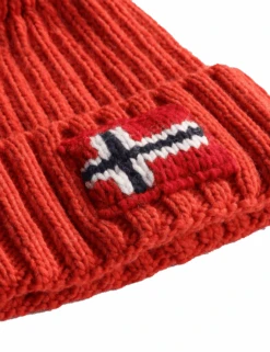 Napapijri Semiury 4 Pom Beanie Hat - Bright Red Ribbed Knit -Fatbuddha Store semiury pom beanie hat red p33968 113717 medium