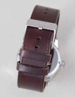 Nixon Sentry Leather Watch in Silver and Brown – Classic Men's Analog Dress Watch -Fatbuddha Store sentry leather watch silver brown p14905 59274 medium