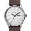Nixon Sentry Leather Watch in Silver and Brown – Classic Men's Analog Dress Watch -Fatbuddha Store sentry leather watch silver brown p14905 86124 medium
