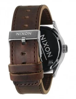 Nixon Sentry Leather Watch in Silver and Brown – Classic Men's Analog Dress Watch -Fatbuddha Store sentry leather watch silver brown p14905 86126 medium