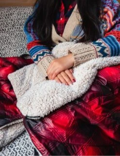 Rumpl Sherpa Puffy Blanket in Ombre Plaid – High-Pile Fleece Outdoor Camping Blanket -Fatbuddha Store sherpa puffy blanket ombre plaid p30435 107575 medium