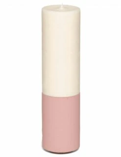 Concrete & Wax Slim Pillar Candle - Blush and Lime Two-Tone Design