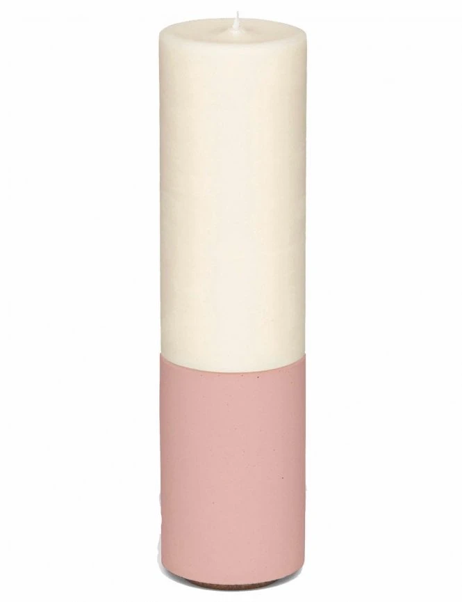 Concrete & Wax Slim Pillar Candle - Blush and Lime Two-Tone Design 3 Concrete & Wax Slim Pillar Candle - Blush and Lime Two-Tone Design