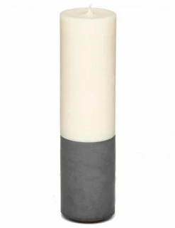 Concrete & Wax Slim Pillar Candle – Grey/Amber Hand-Poured Modern Decor